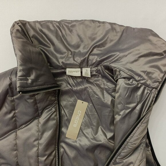 CHICO'S ZENERGY Silver Puff Vest. Plus Size 3X - Picture 4 of 7